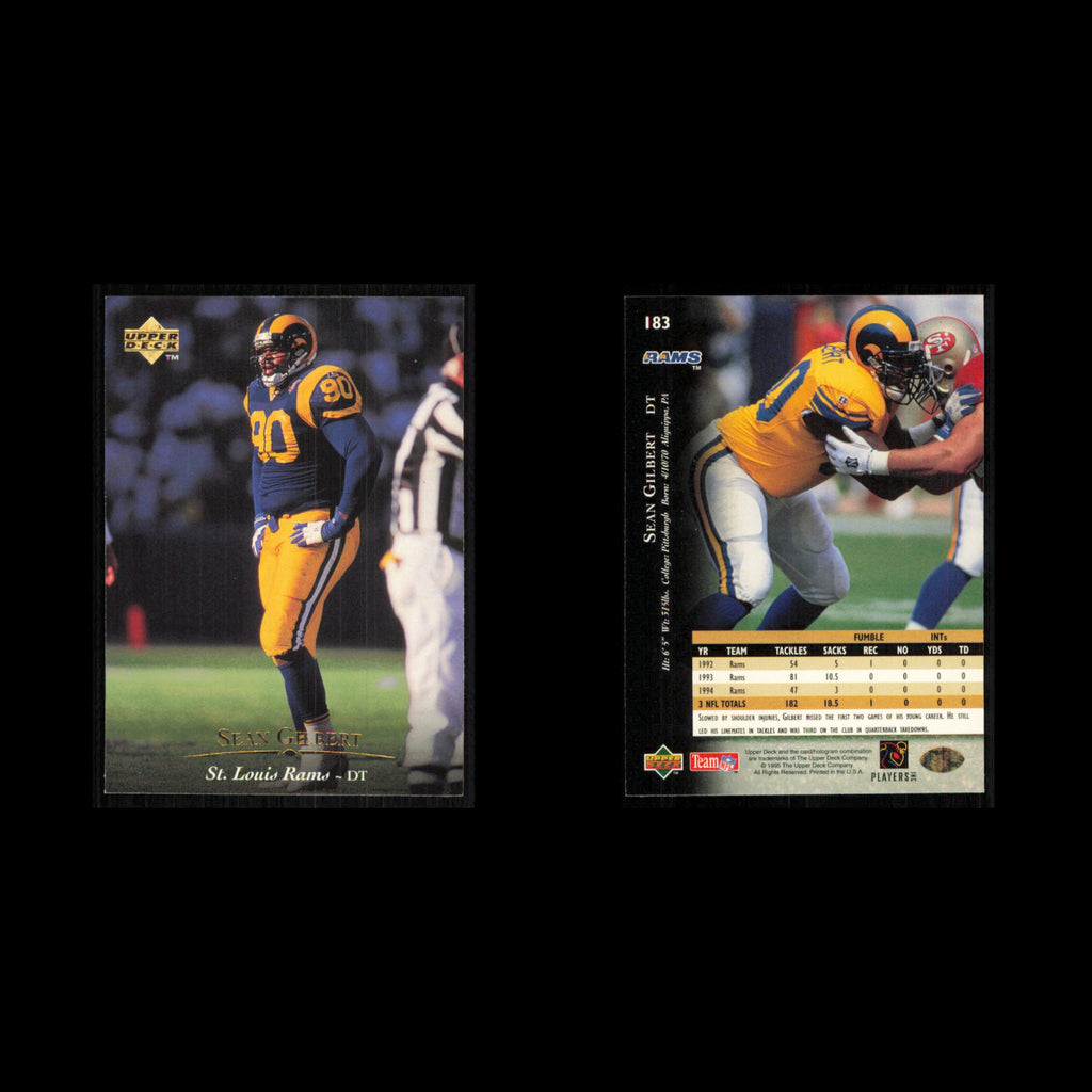 Sean Gilbert #183 1995 Upper Deck Los Angeles Rams Football Card NFL NM