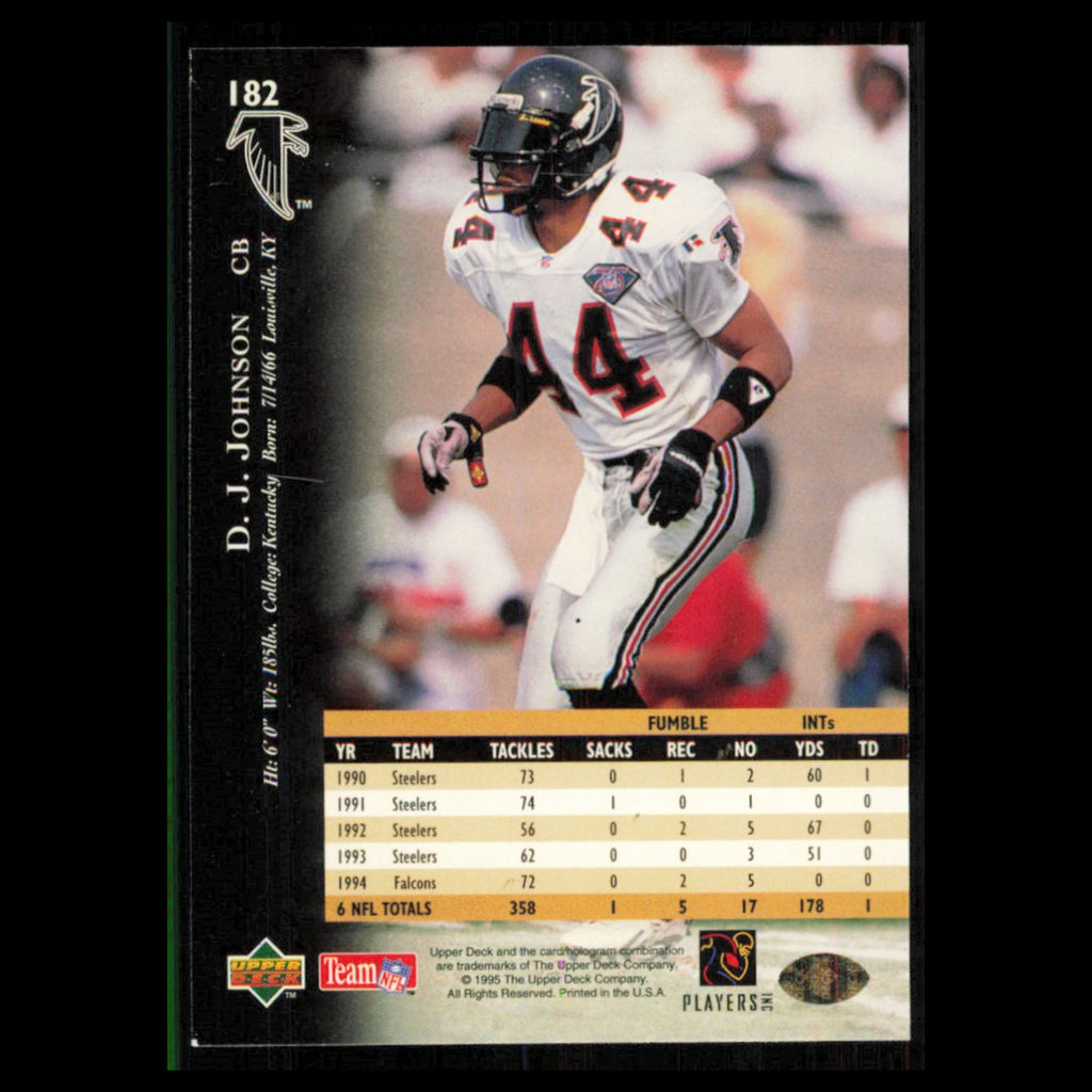 D.J. Johnson #182 1995 Upper Deck Atlanta Falcons Football Card NFL NM