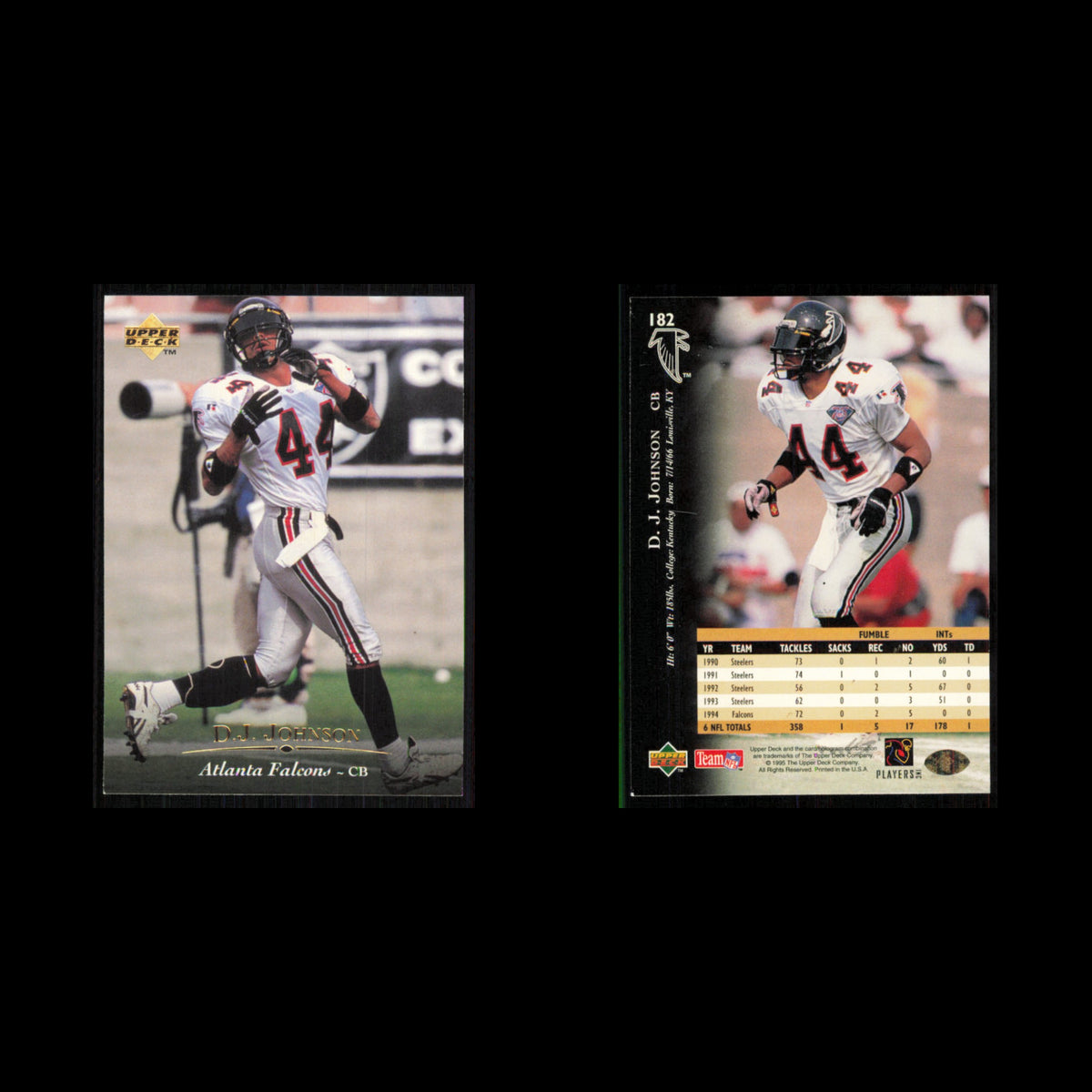 D.J. Johnson #182 1995 Upper Deck Atlanta Falcons Football Card NFL NM