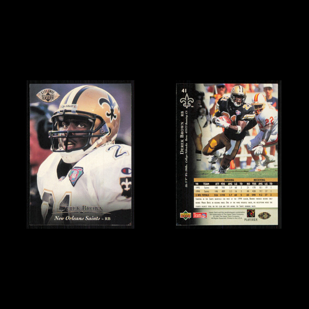 Derek Brown #41 1995 Upper Deck Electric New Orleans Saints Football Card NFL NM