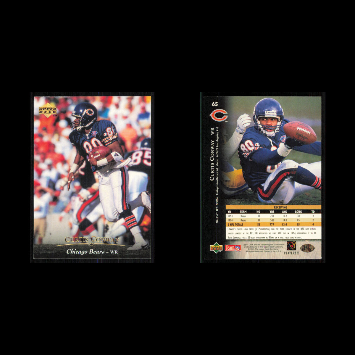 Curtis Conway #65 1995 Upper Deck Chicago Bears Football Card NFL NM