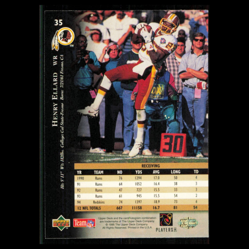 Henry Ellard #35 1995 Upper Deck Washington Redskins Football Card NFL NM