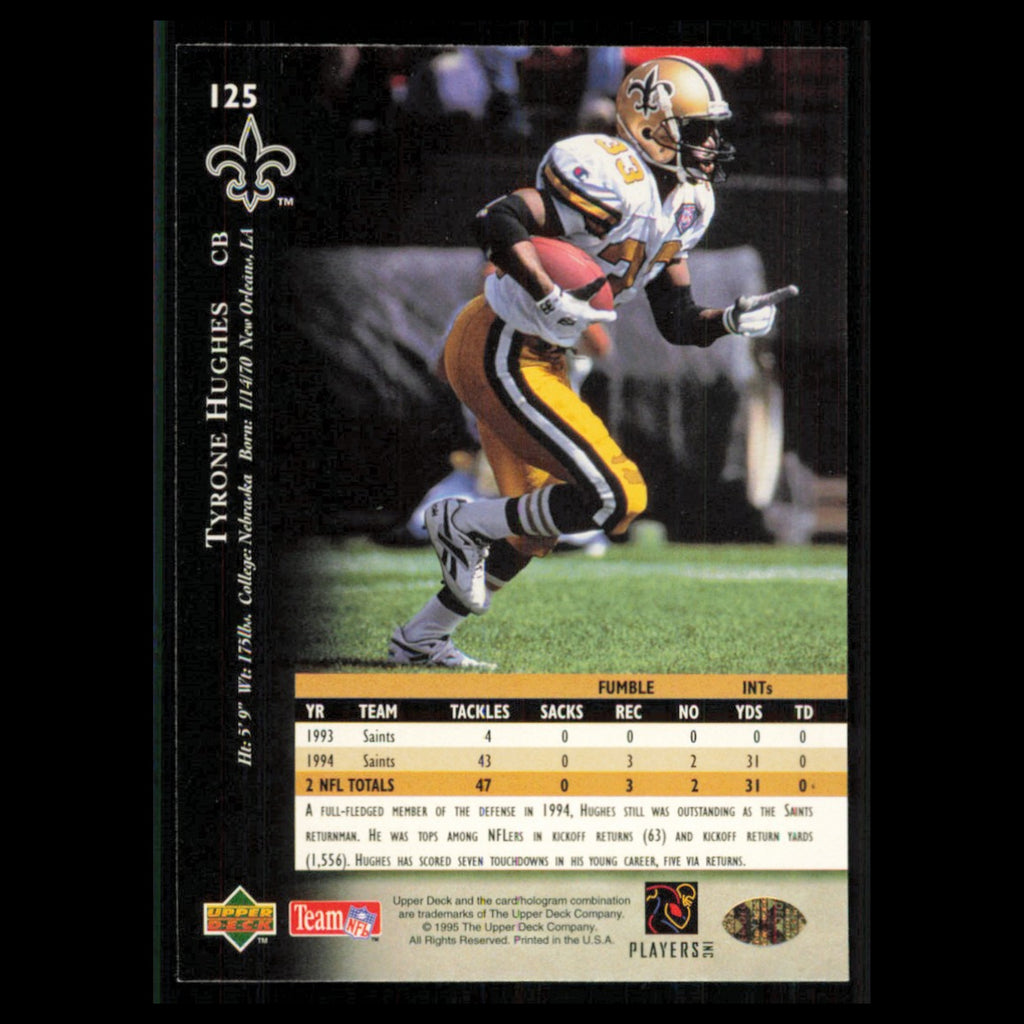 Tyrone Hughes #125 1995 Upper Deck New Orleans Saints Football Card NFL NM