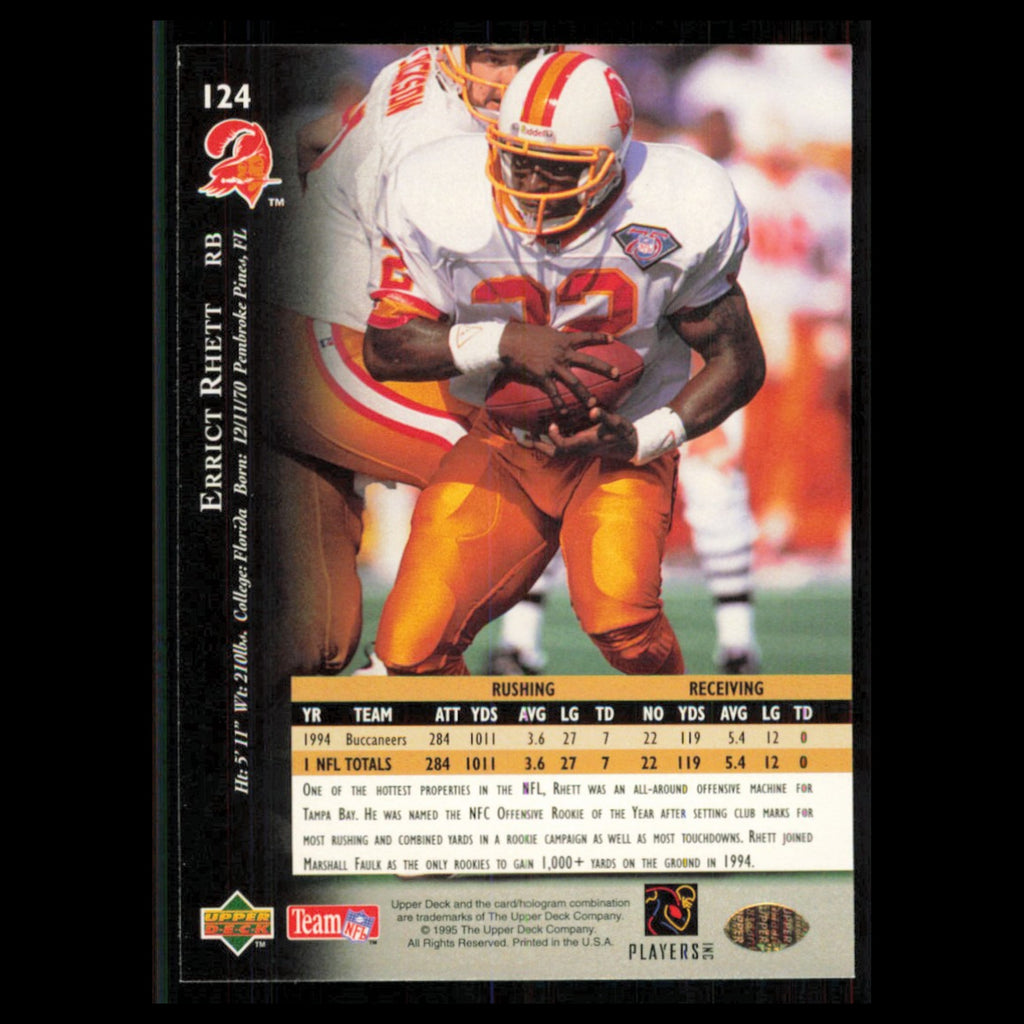 Errict Rhett #124 1995 Upper Deck Tampa Bay Buccaneers Football Card NFL NM