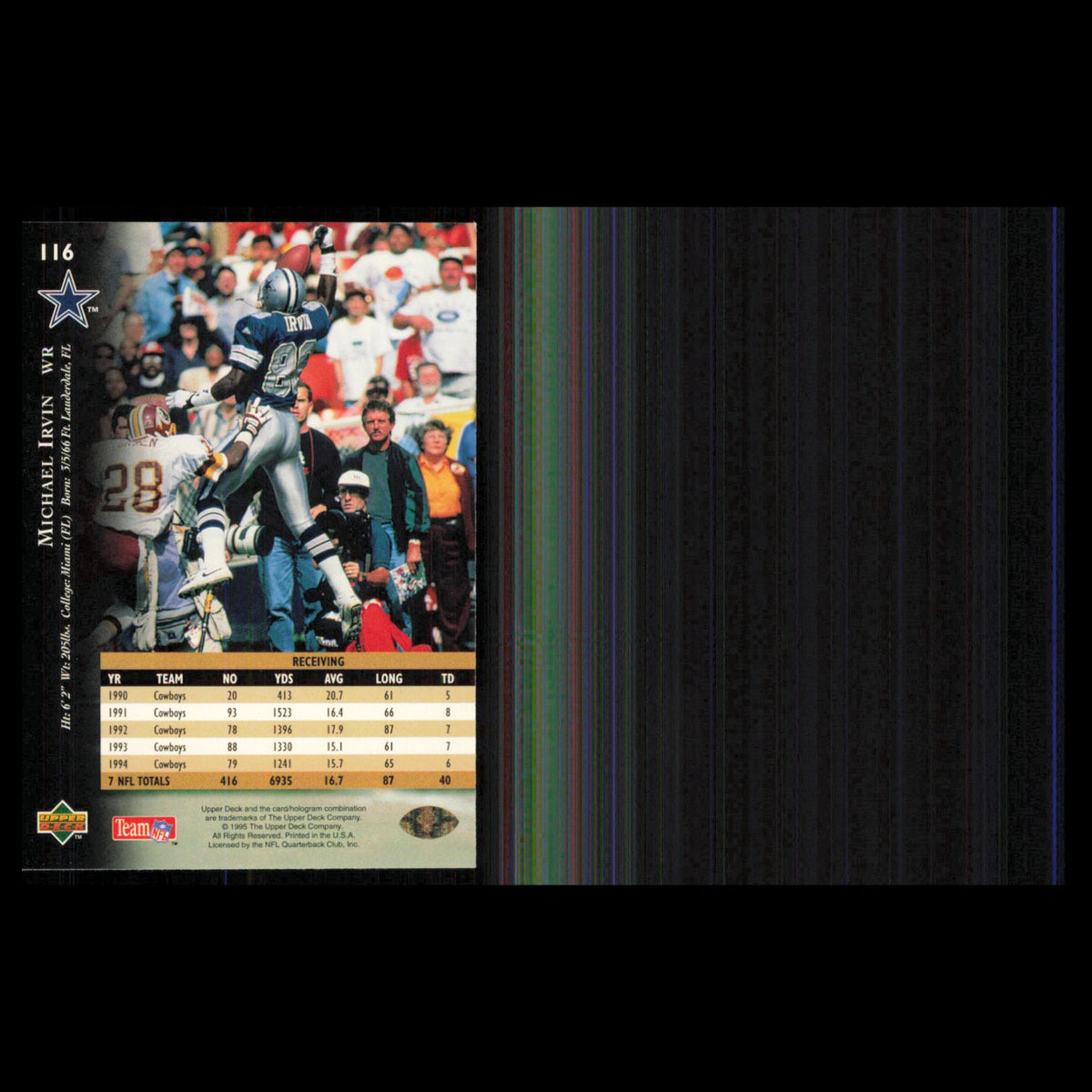 Michael Irvin #116 1995 Upper Deck Electric Dallas Cowboys Football Card NFL NM