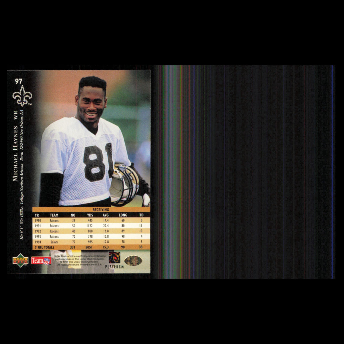 MIchael Haynes #97 1995 Upper Deck New Orleans Saints Football Card NFL NM