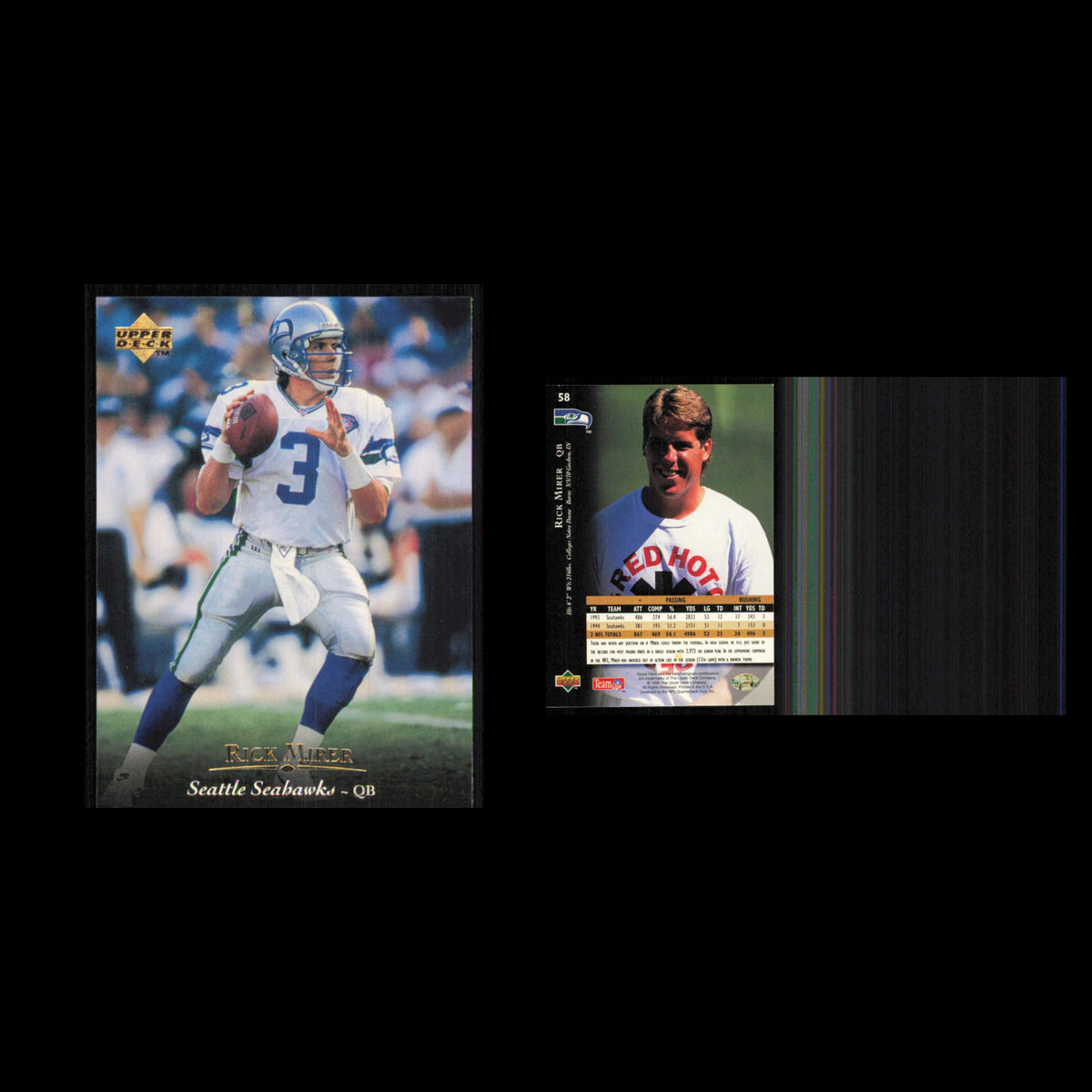 Rick Mirer #58 1995 Upper Deck Seattle Seahawks Football Card NFL NM