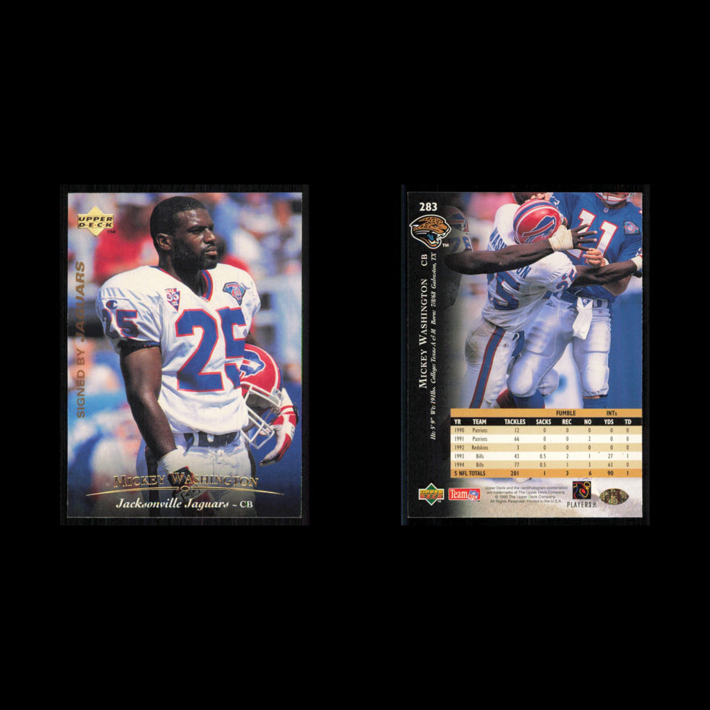 Mickey Washington #283 1995 Upper Deck Jacksonville Jaguars Football Card NFL NM