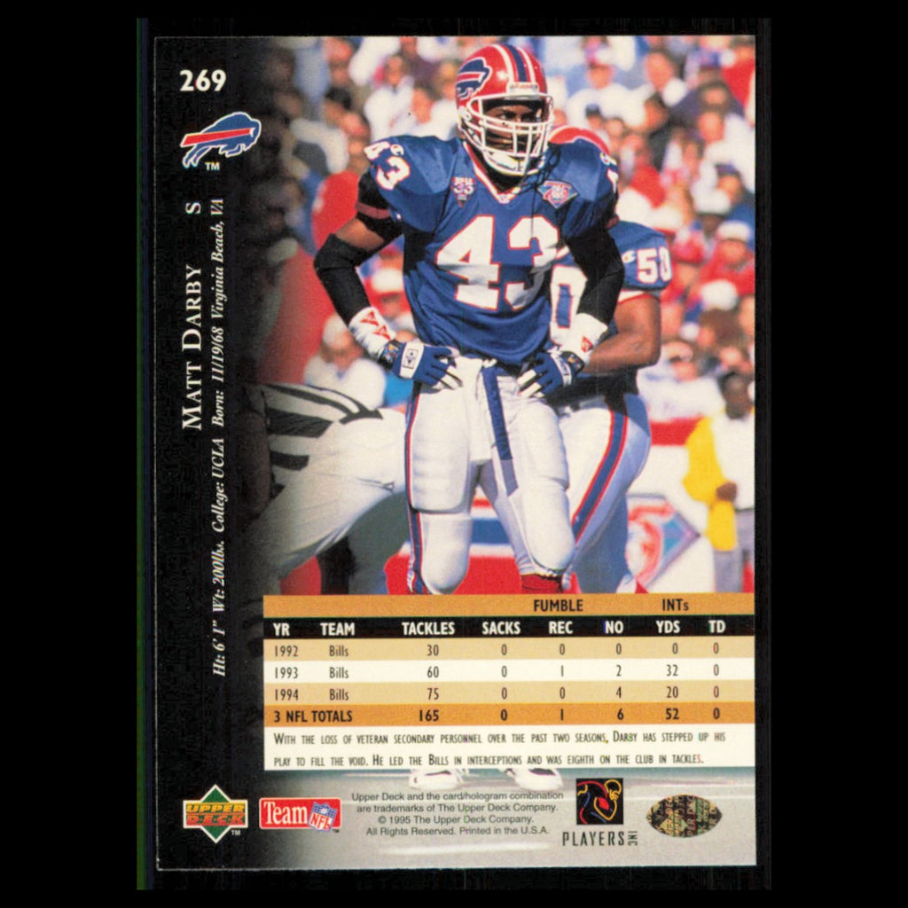 Matt Darby #269 1995 Upper Deck Buffalo Bills Football Card NFL NM