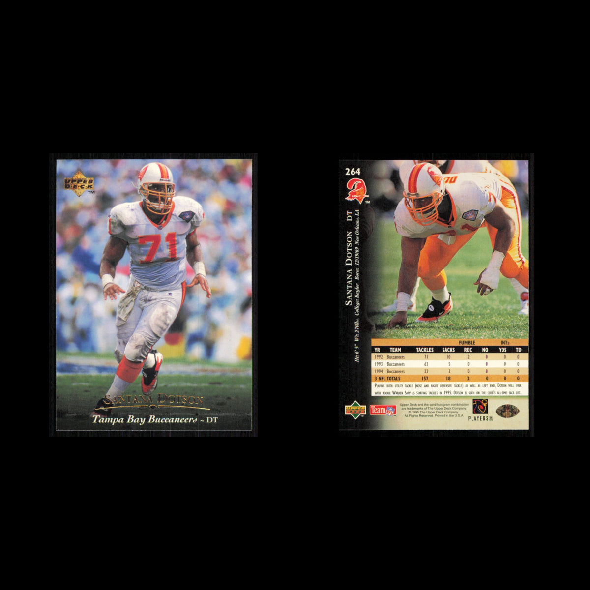 Santana Dotson #264 1995 Upper Deck Tampa Bay Buccaneers Football Card NFL NM