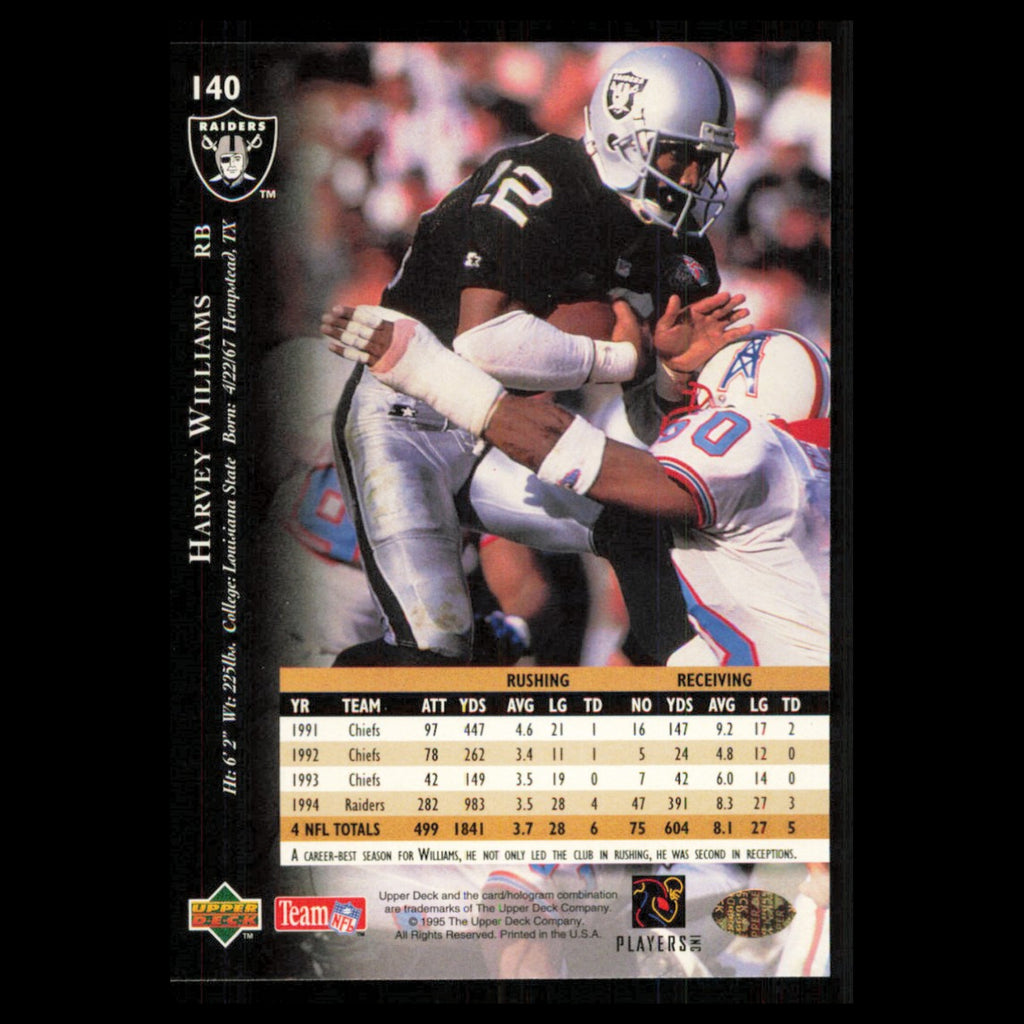 Harvey Williams #140 1995 Upper Deck Oakland Raiders Football Card NFL NM