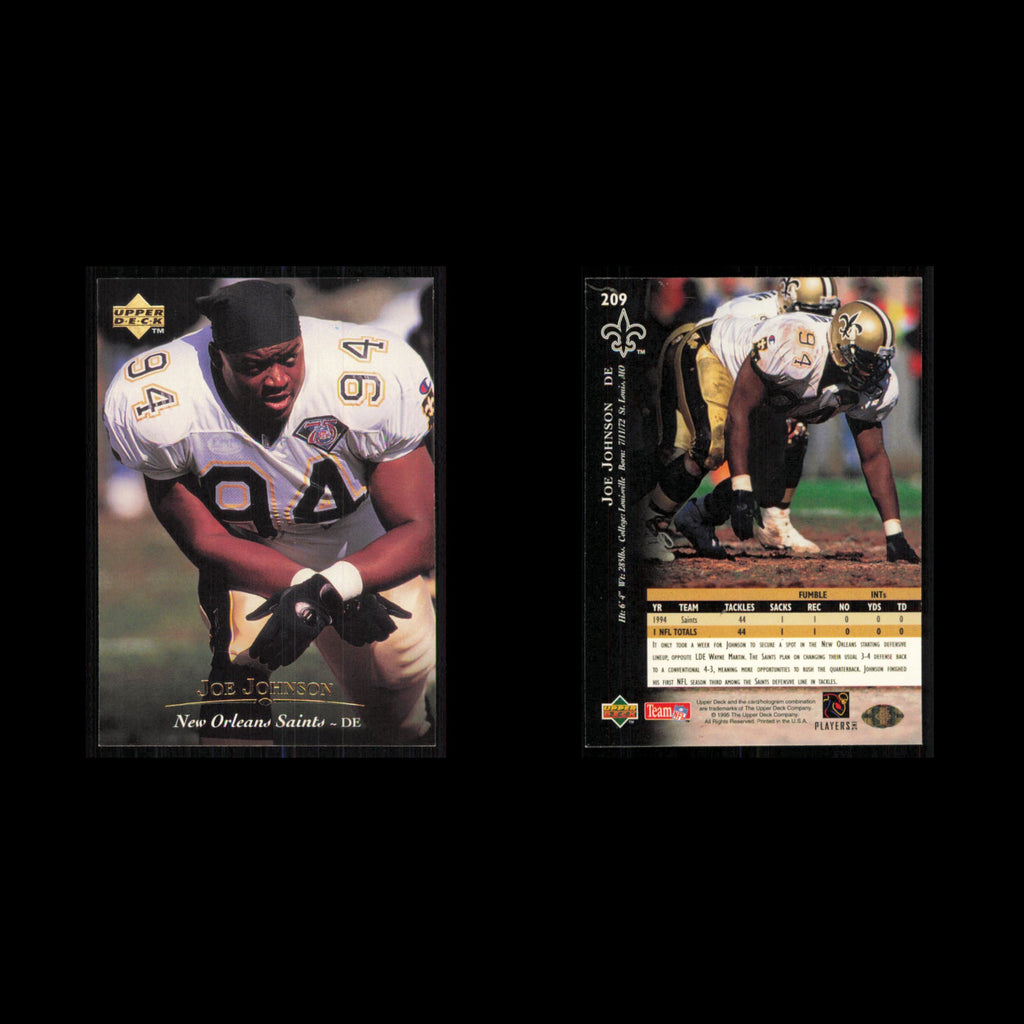 Joe Johnson #209 1995 Upper Deck New Orleans Saints Football Card NFL NM