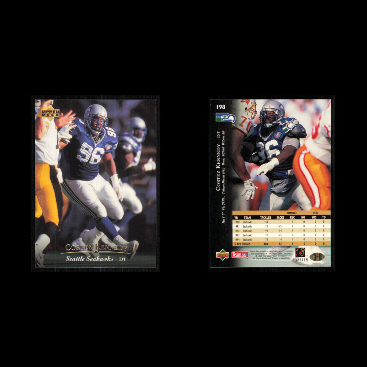 Cortez Kennedy #198 1995 Upper Deck Seattle Seahawks Football Card NFL NM
