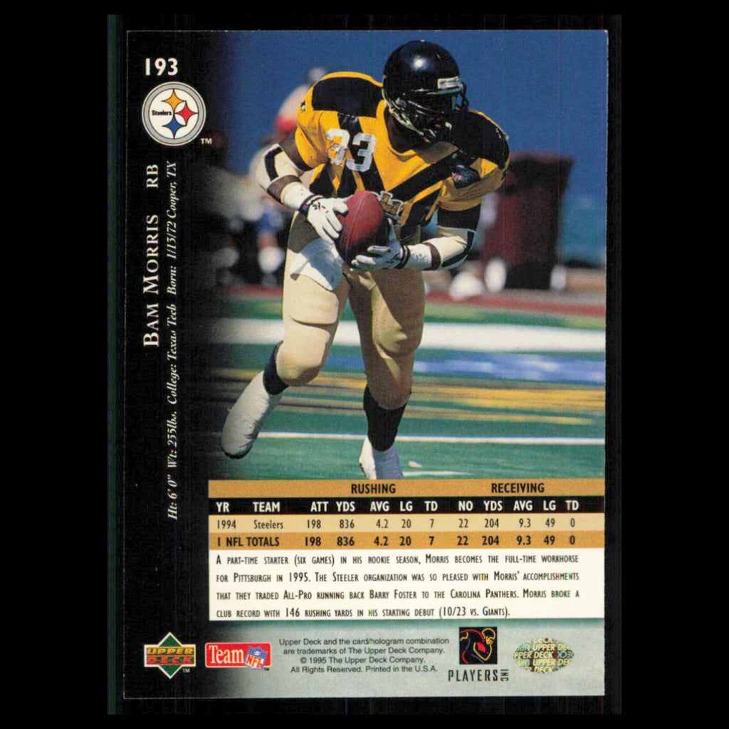 Bam Morris #193 1995 Upper Deck Electric Pittsburgh Steelers Football Card NFL