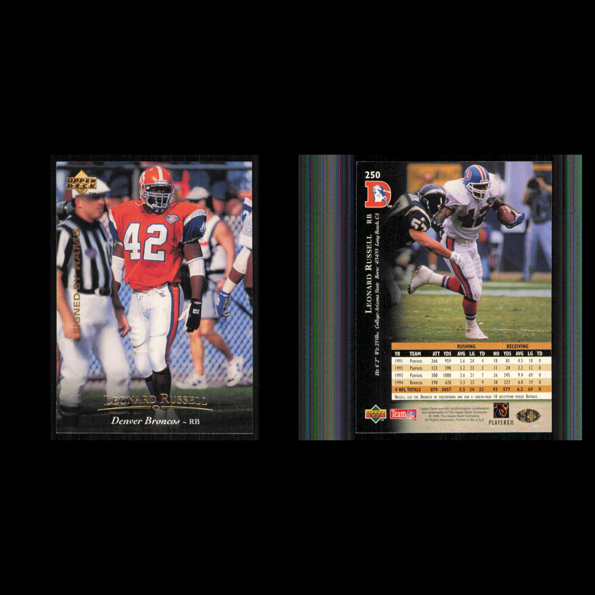 Leonard Russell #250 1995 Upper Deck Los Angeles Rams Football Card NFL NM