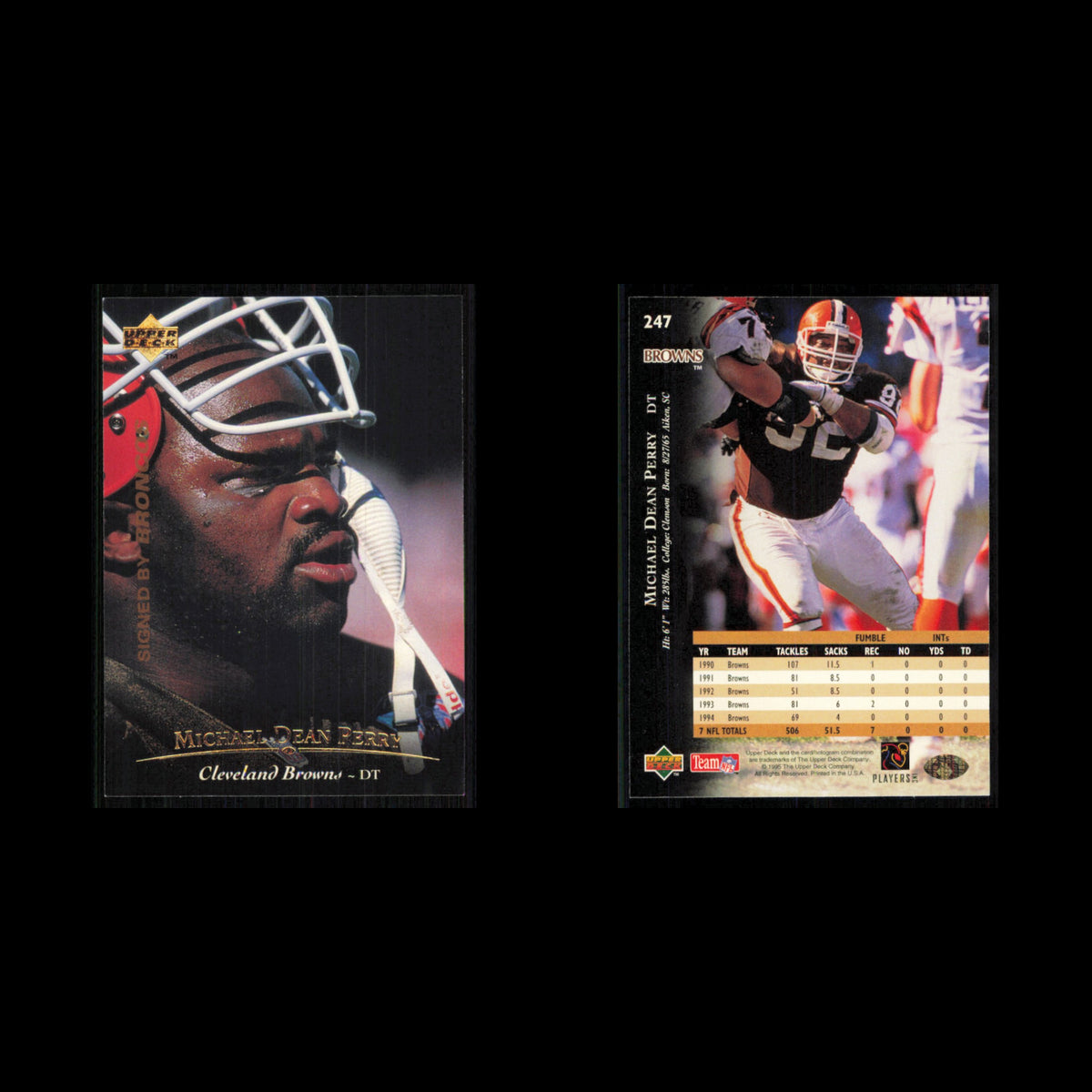 Michael Dean Perry #247 1995 Upper Deck Cleveland Browns Football Card NFL NM