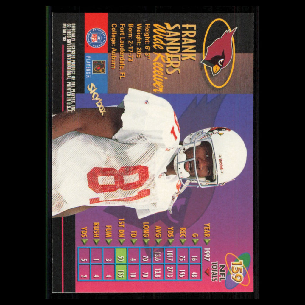 Frank Sanders #159 1998 Metal Universe Arizona Cardinals Football Card NFL NM