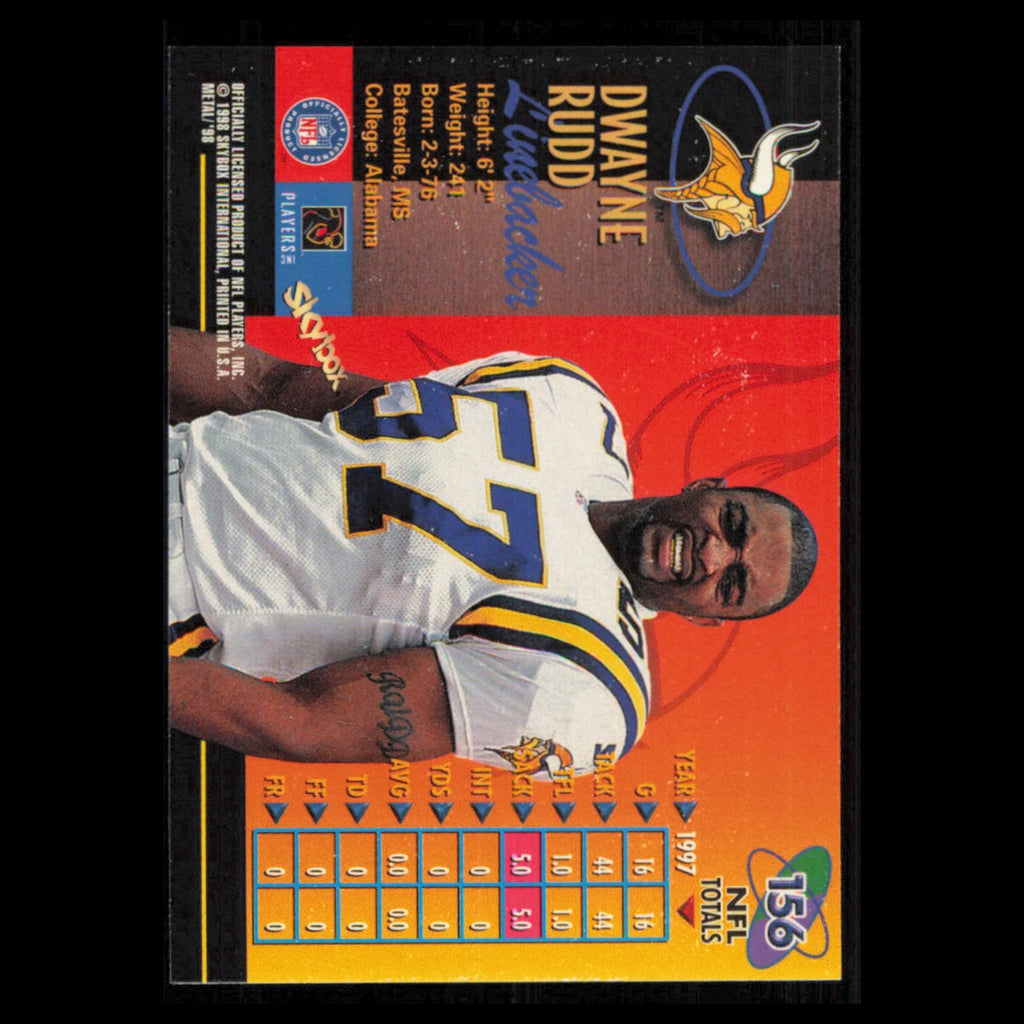 Dwayne Rudd #156 1998 Metal Universe Minnesota Vikings Football Card NFL NM