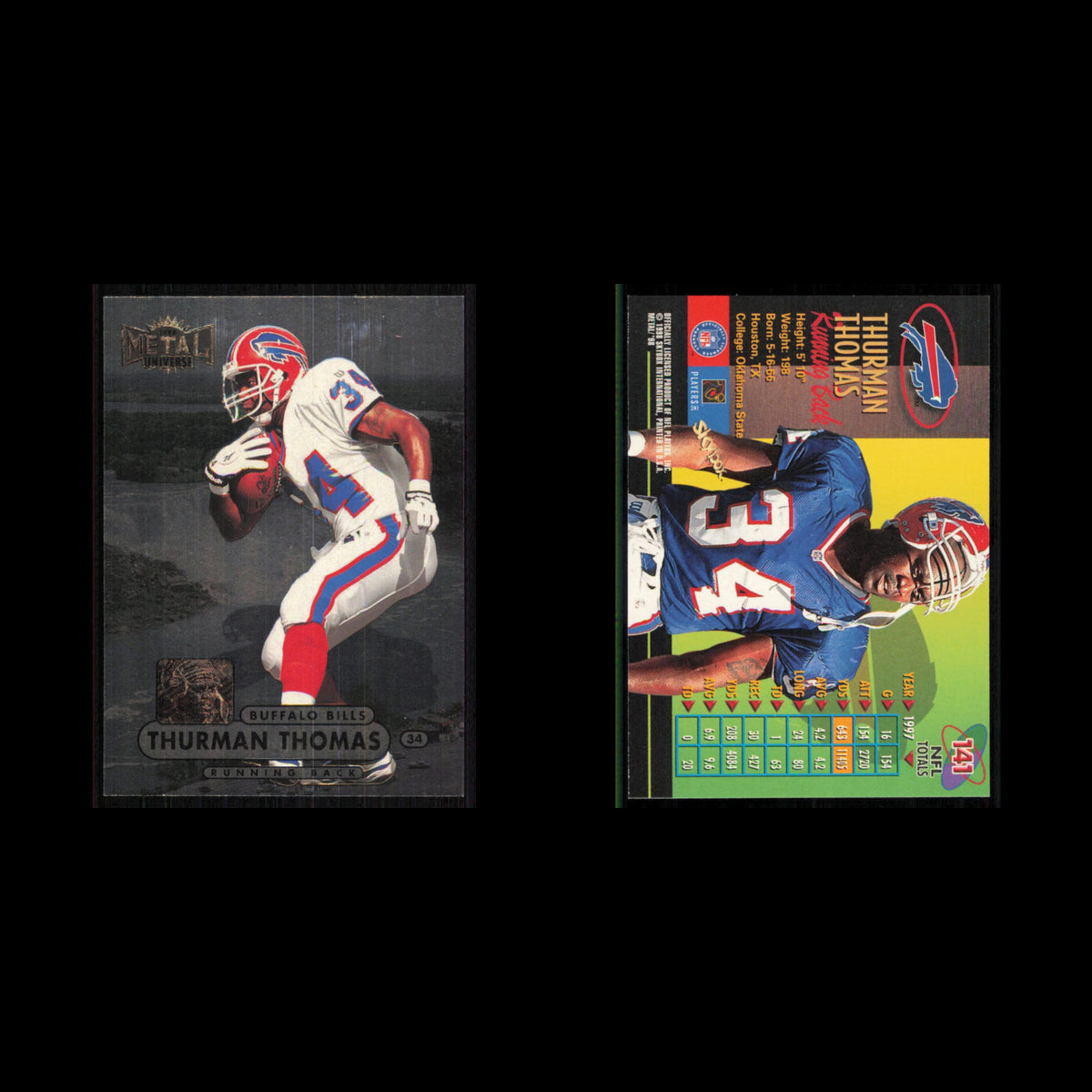 Thurman Thomas #141 1998 Metal Universe Buffalo Bills Football Card NFL NM