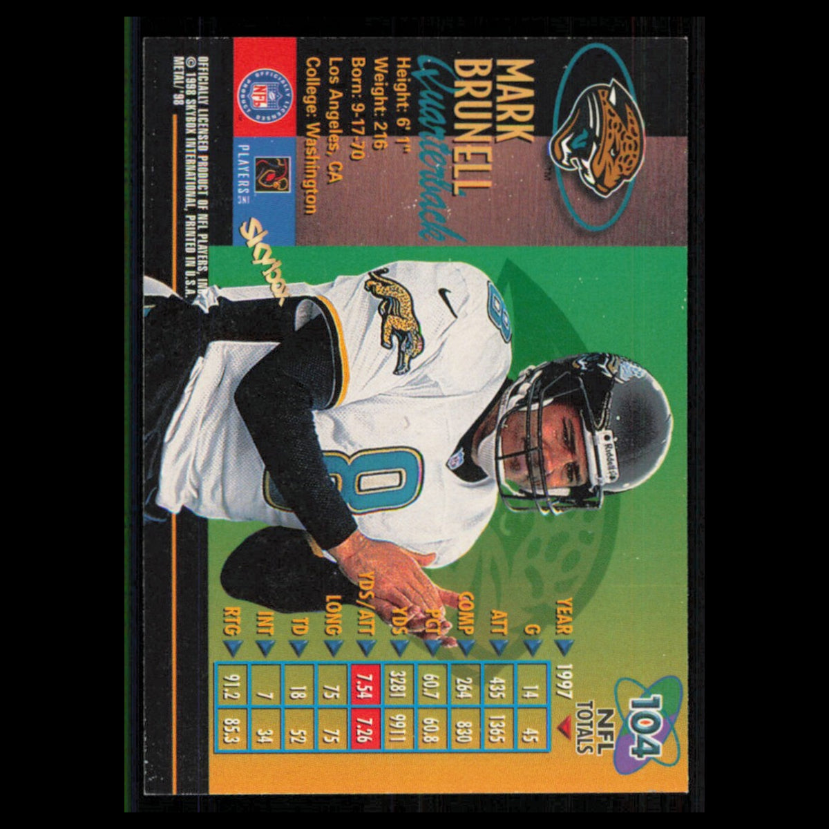 Mark Brunell #104 1998 Metal Universe Jacksonville Jaguars Football Card NFL NM