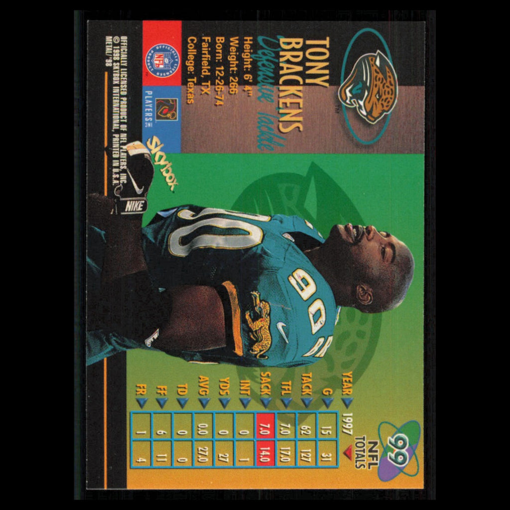 Tony Brackens #99 1998 Metal Universe Jacksonville Jaguars Football Card NFL NM