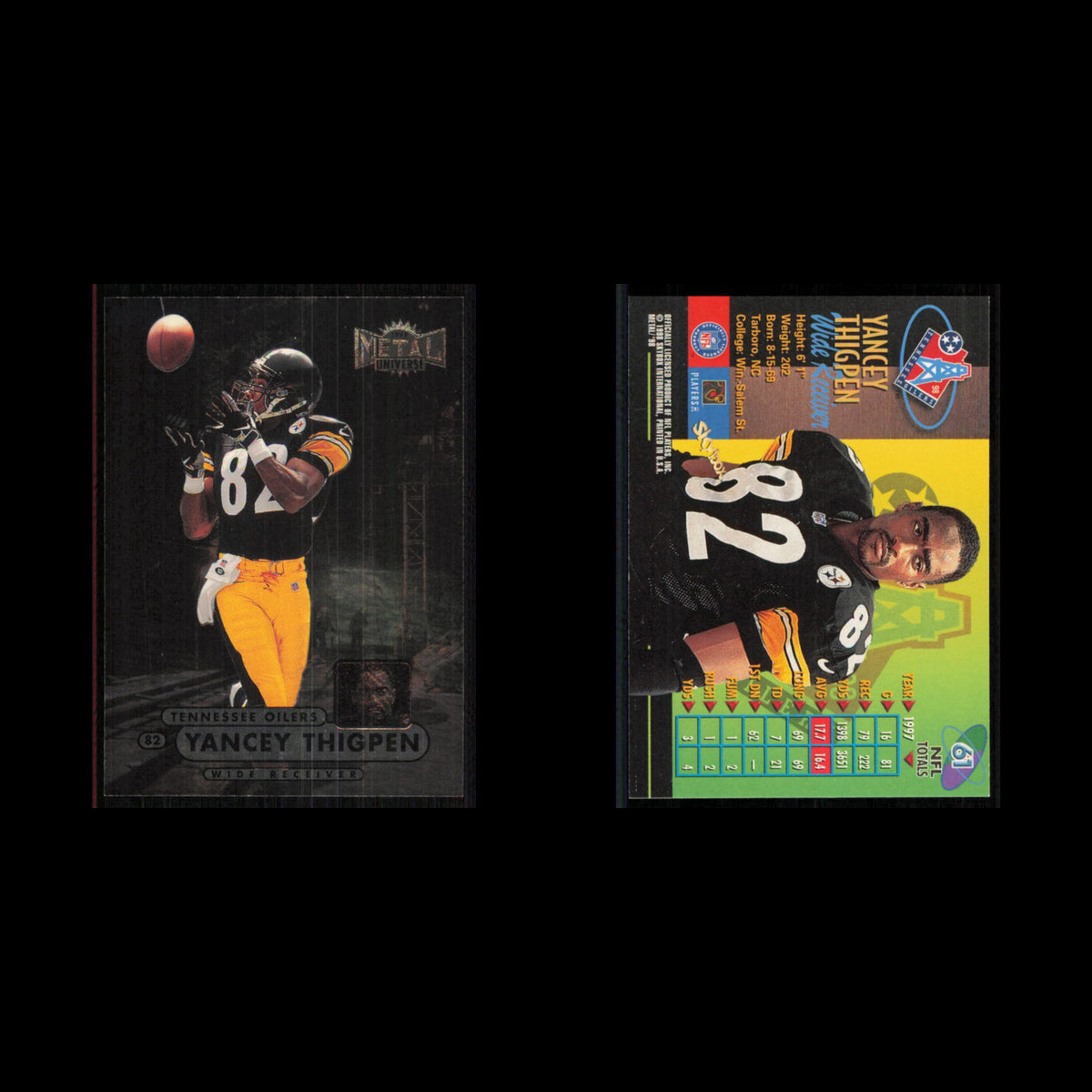 Yancey Thigpen #98 1998 Metal Universe Pittsburgh Steelers Football Card NFL NM