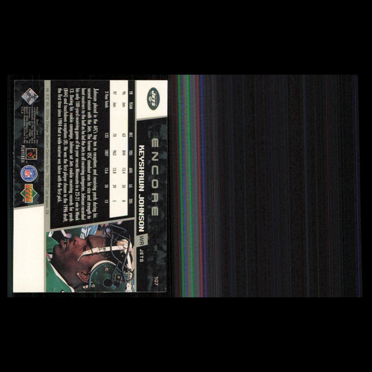 Keyshawn Johnson #107 1998 Upper Deck Encore New York Jets Football Card NFL NM