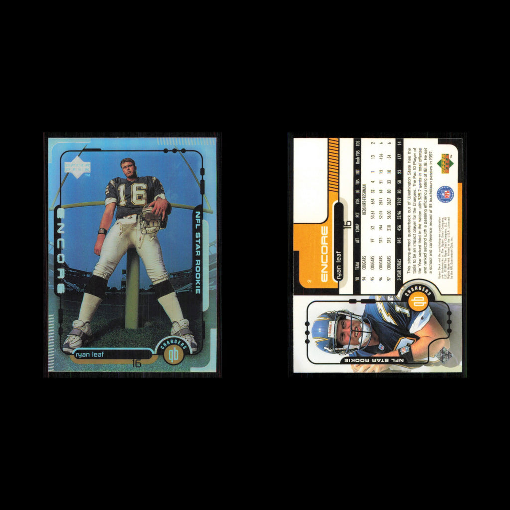 Ryan Leaf Rookie #2 1998 Upper Deck Encore San Diego Chargers Football Card NFL