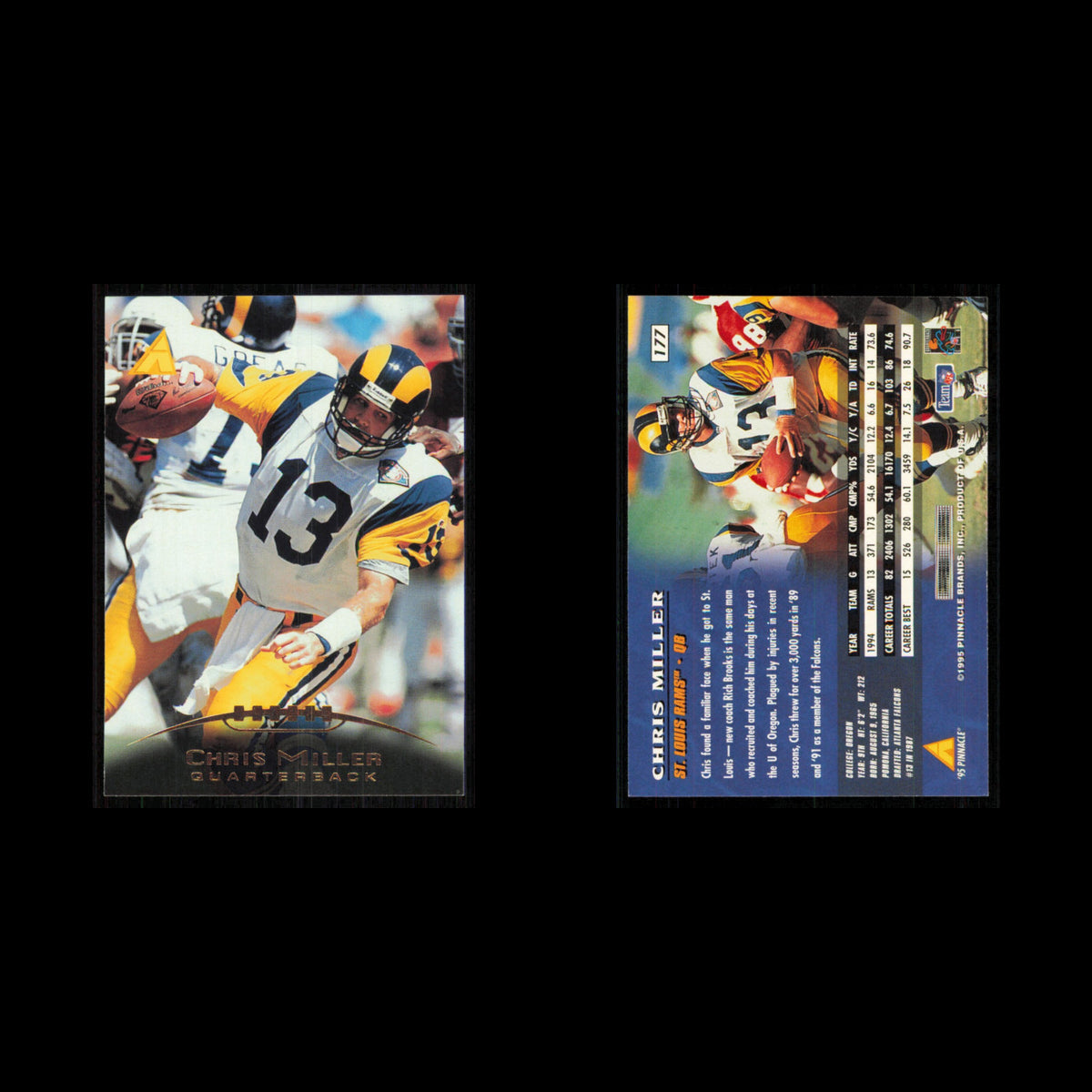 Chris Miller #177 1995 Pinnacle St. Louis Rams Football Card NFL NM