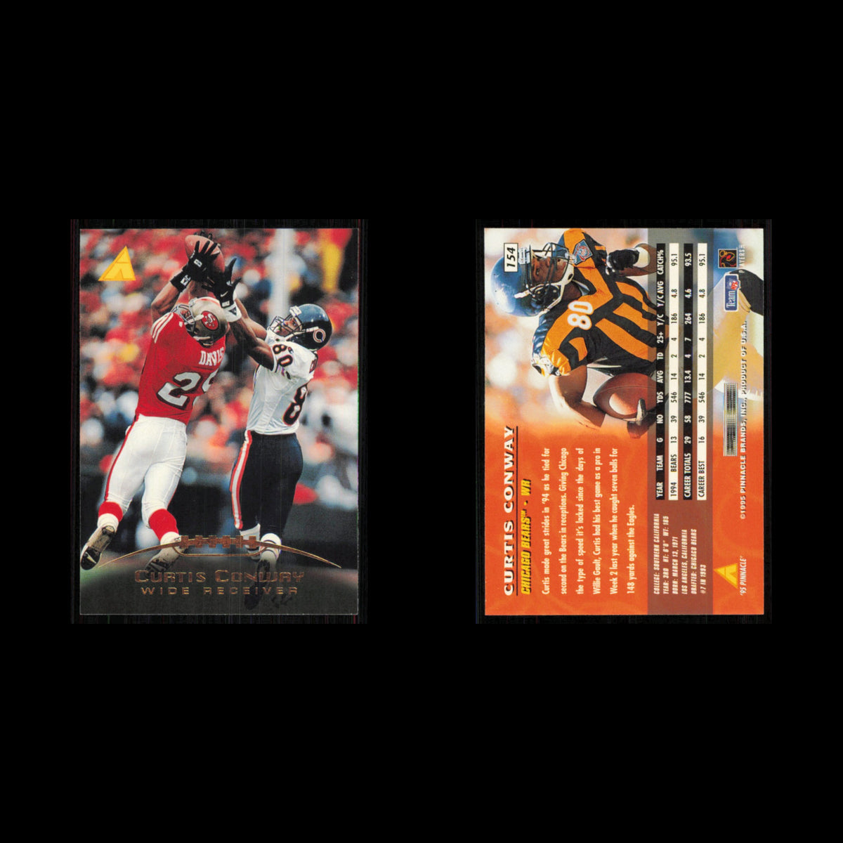 Curtis Conway #154 1995 Pinnacle Chicago Bears Football Card NFL NM