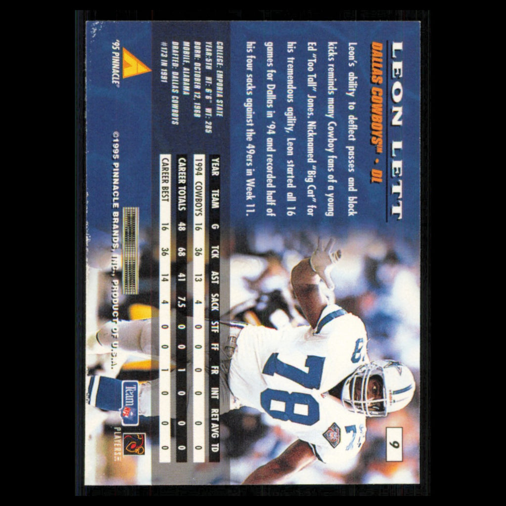 Leon Lett #9 1995 Pinnacle Dallas Cowboys Football Card NFL NM