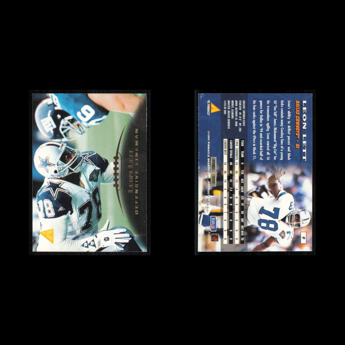 Leon Lett #9 1995 Pinnacle Dallas Cowboys Football Card NFL NM