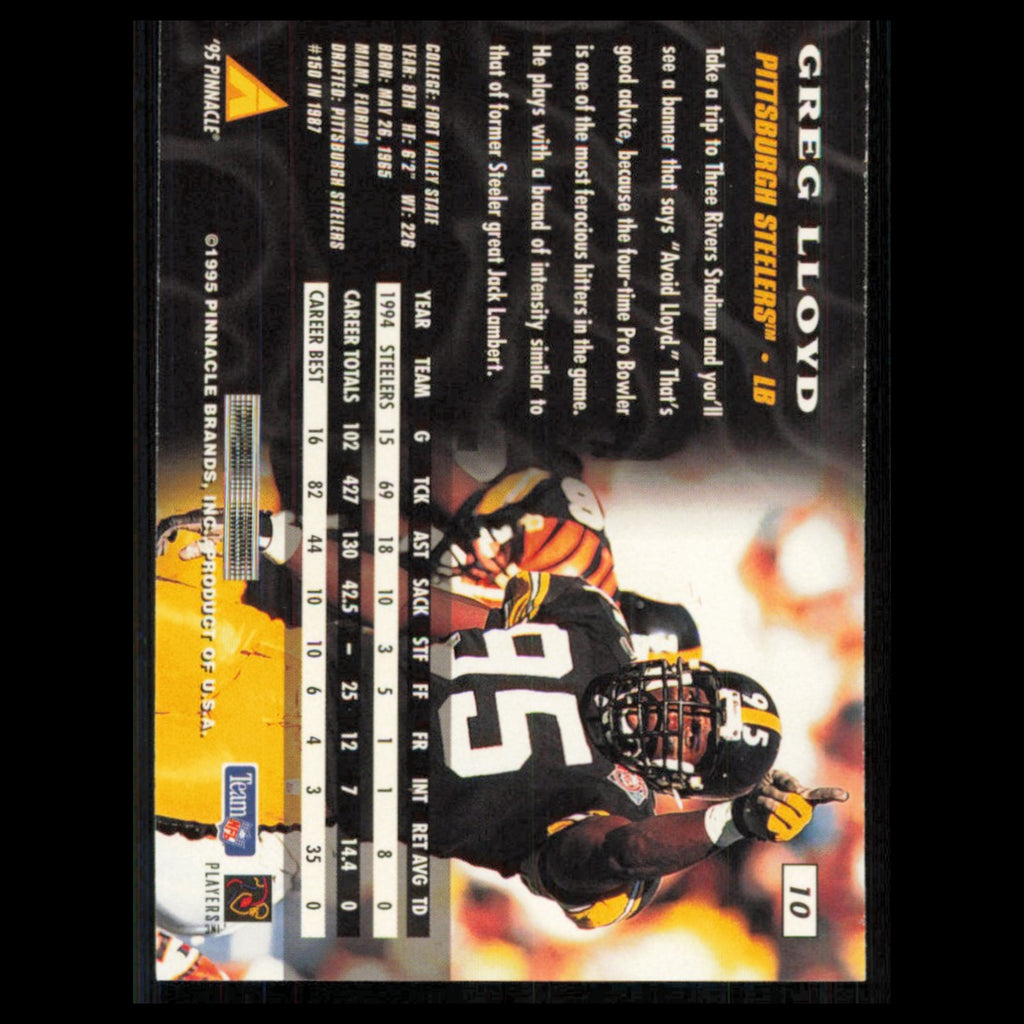 Greg Lloyd #10 1995 Pinnacle Pittsburgh Steelers Football Card NFL NM
