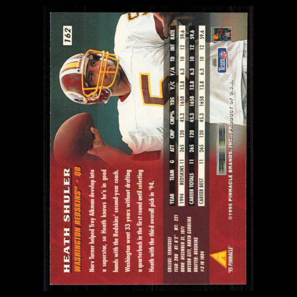Heath Shuler #162 1995 Pinnacle Washington Redskins Football Card NFL NM