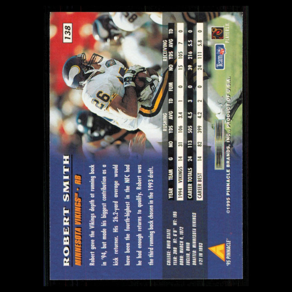 Robert Smith #138 1995 Pinnacle Minnesota Vikings Football Card NFL NM