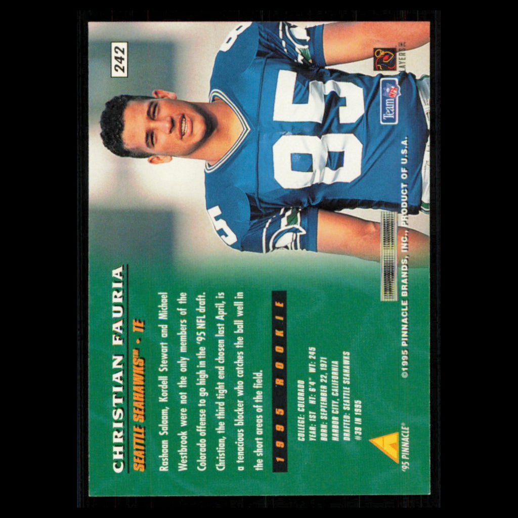 Christian Fauria Rookie #242 1995 Pinnacle Seattle Seahawks Football Card NFL NM