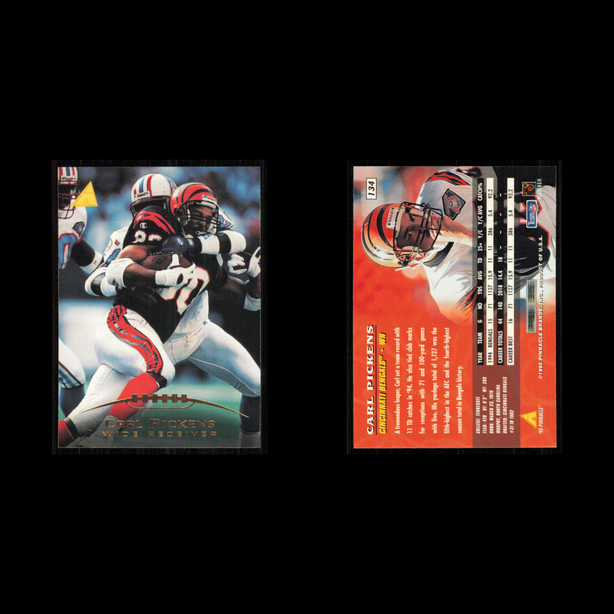 Carl Pickens #134 1995 Pinnacle Cincinnati Bengals Football Card NFL NM