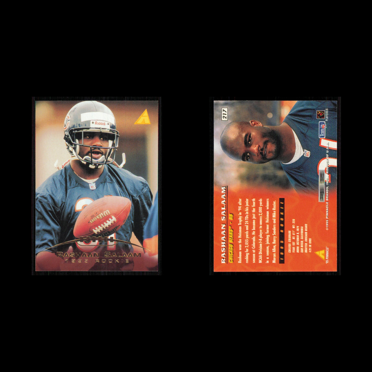 Rashaan Salaam Rookie #217 1995 Pinnacle Chicago Bears Football Card NFL NM