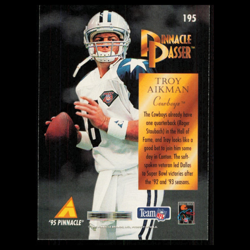 Troy Aikman #195 1995 Pinnacle Dallas Cowboys Football Card NFL NM