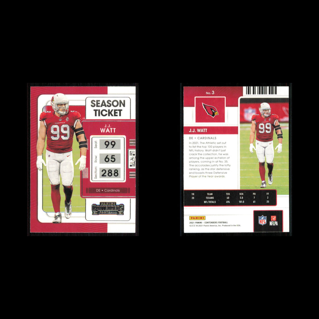 J.J. Watt #3 2021 Panini Contenders Ticket Arizona Cardinals Football Card NFL