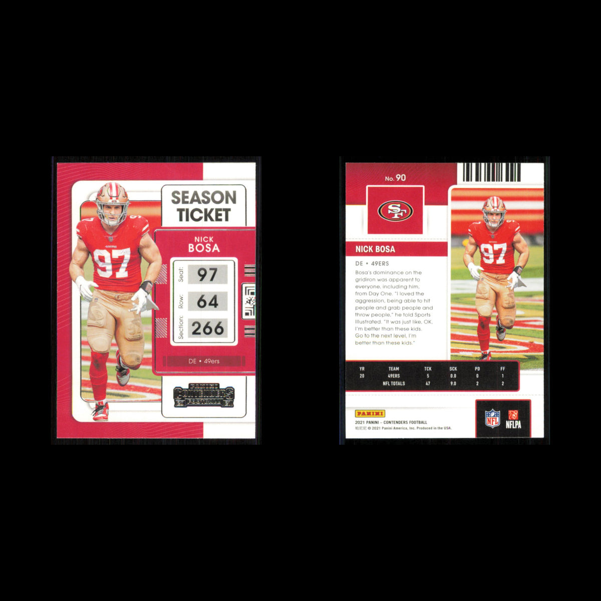 Nick Bosa #90 2021 Panini Contenders Ticket San Francisco 49ers Football Card NM