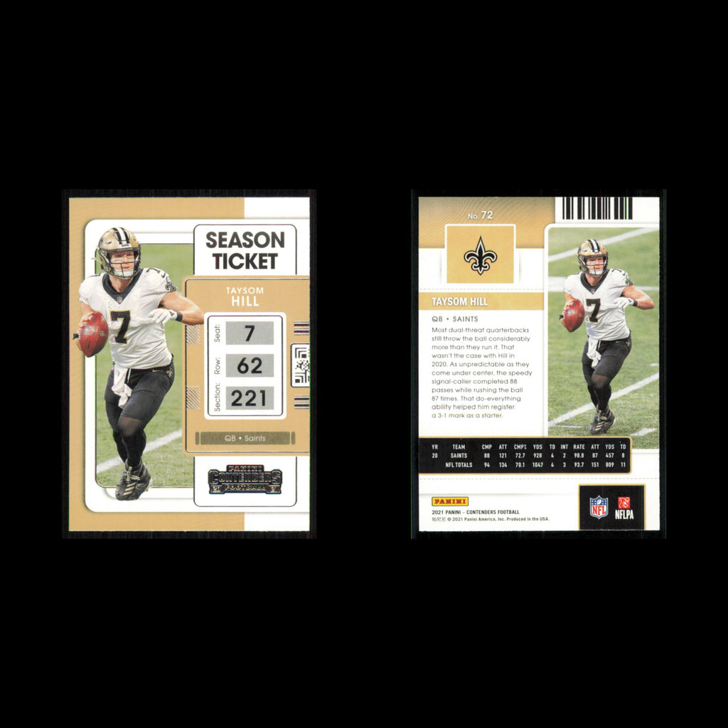Taysom Hill #72 2021 Panini Contenders Ticket New Orleans Saints Football Card