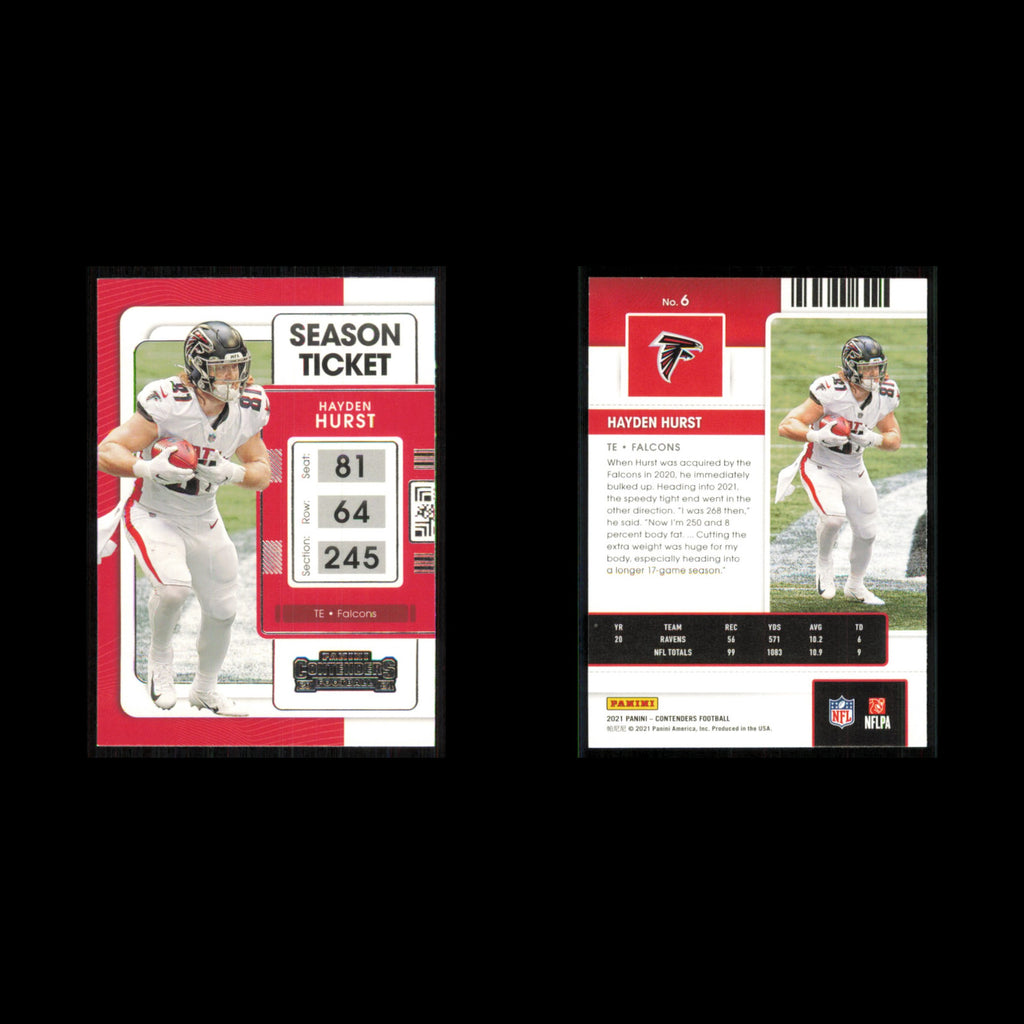 Hayden Hurst #6 2021 Panini Contenders Ticket Atlanta Falcons Football Card NFL