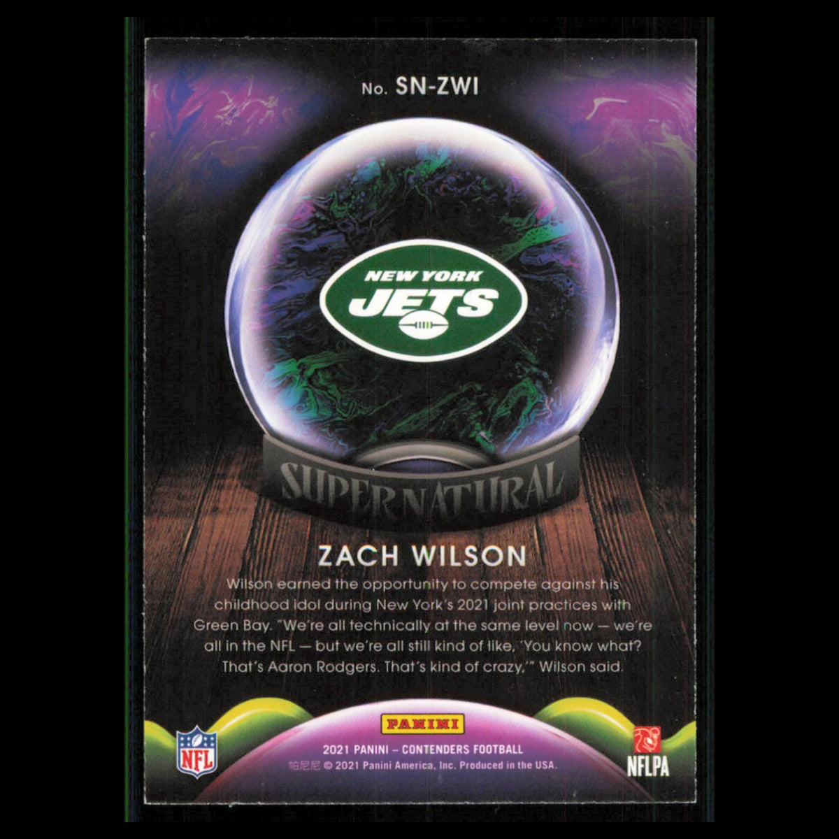 Zach Wilson #SN-ZWI 2021 Panini Contenders Supernatural New York Jets Football
