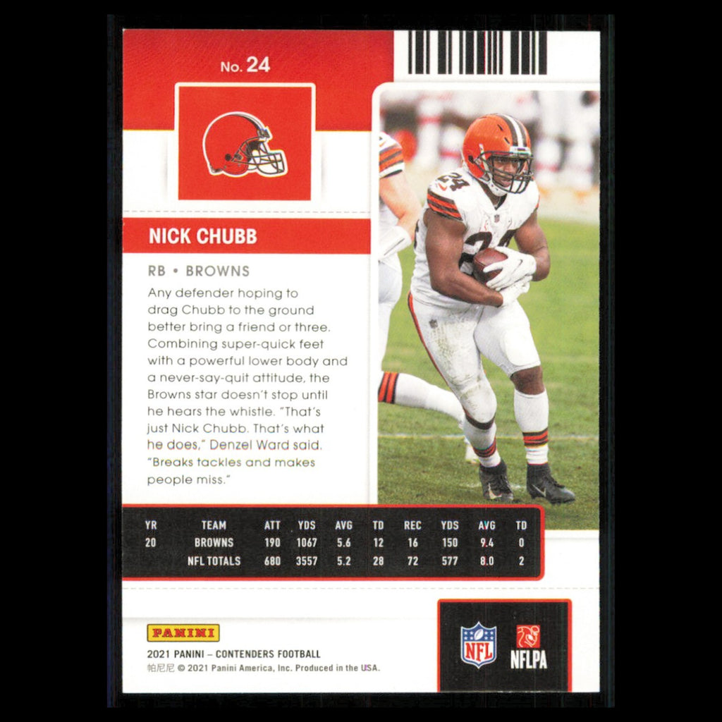 Nick Chubb #24 2021 Panini Contenders Ticket Cleveland Browns Football Card NFL