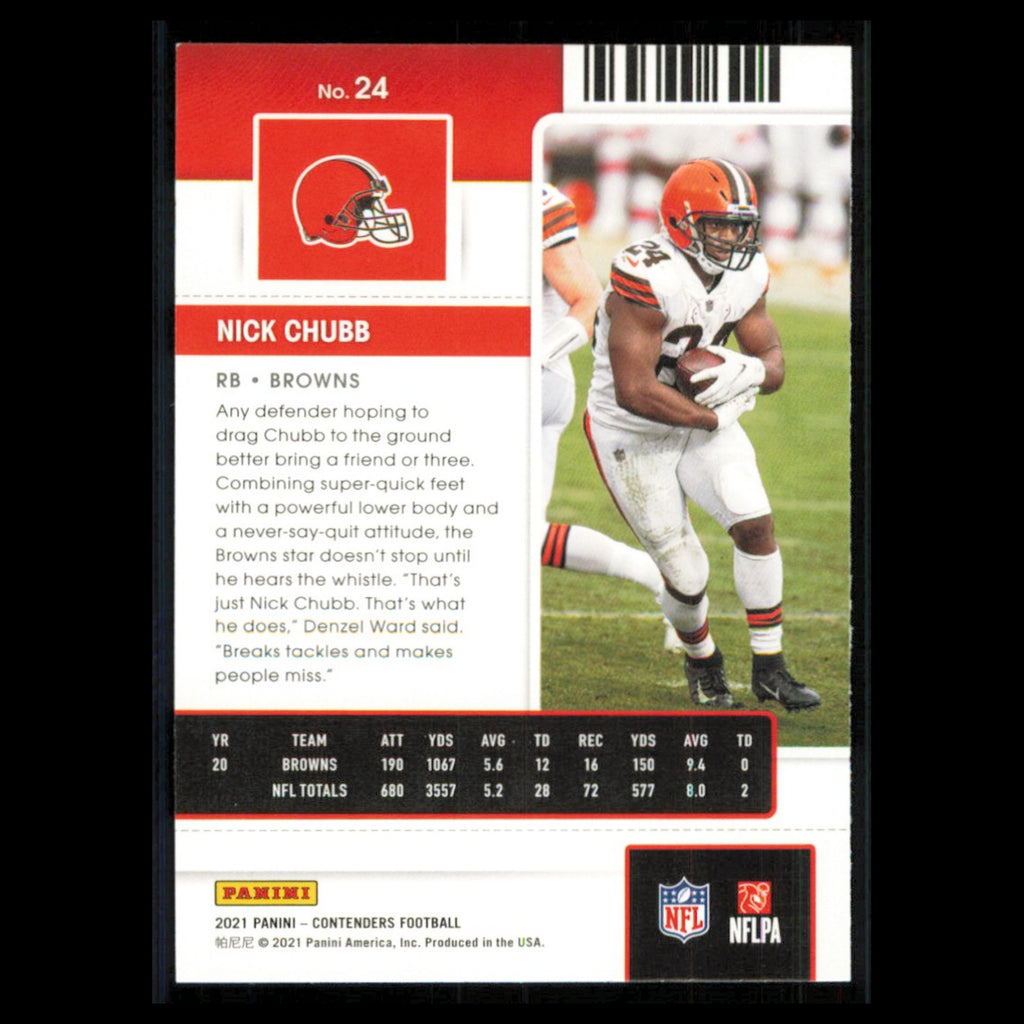Nick Chubb #24 2021 Panini Contenders Ticket Cleveland Browns Football Card NFL