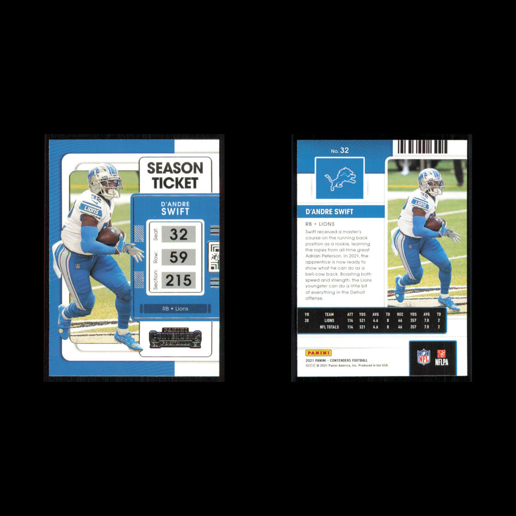 DAndre Swift #32 2021 Panini Contenders Ticket Detroit Lions Football Card NFL