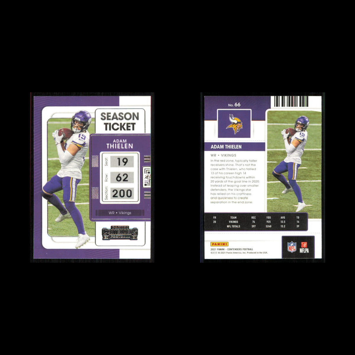 Adam Thielen #66 2021 Panini Contenders Ticket Minnesota Vikings Football Card