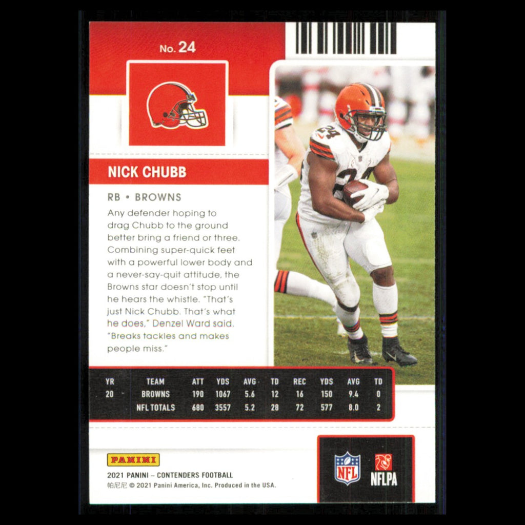 Nick Chubb #24 2021 Panini Contenders Ticket Cleveland Browns Football Card NFL
