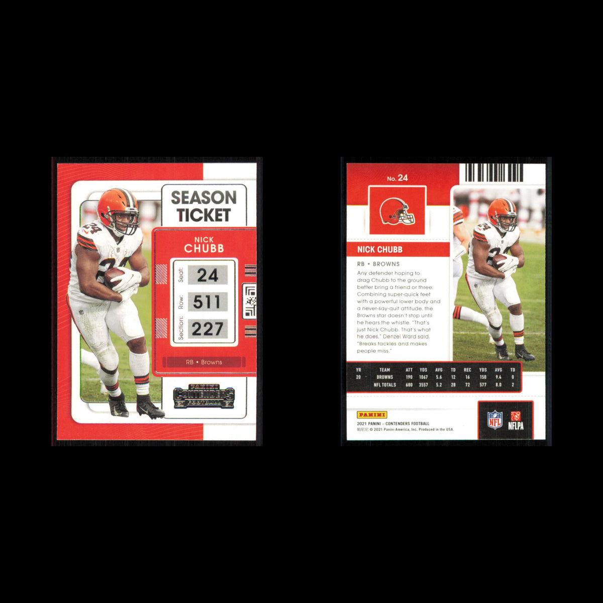 Nick Chubb #24 2021 Panini Contenders Ticket Cleveland Browns Football Card NFL